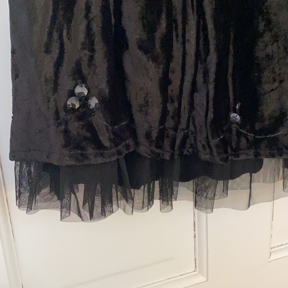 Sinequanone Vintage black velvet skirt with tule trim on bottom and sequins - Picture 2 of 7